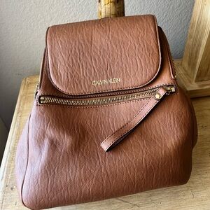 Calvin Klein Tan Leather Backpack